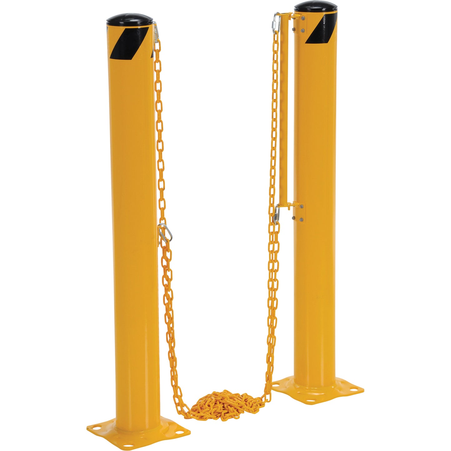 Dock Chain Barrier Bollard System, Steel, 42" H x 6-5/8" W, Yellow