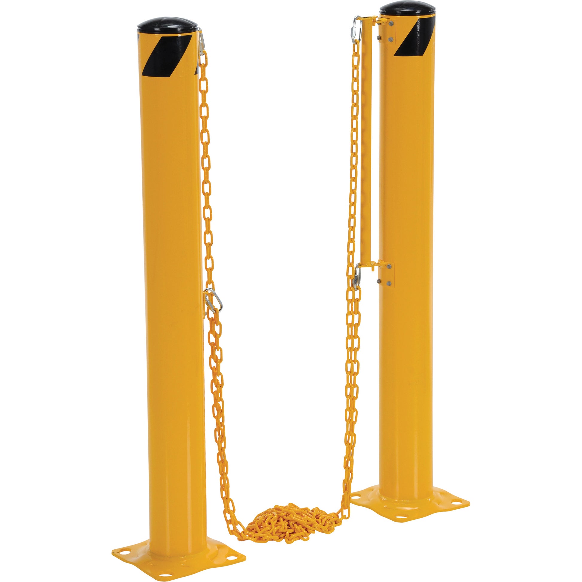 Dock Chain Barrier Bollard System, Steel, 42" H x 6-5/8" W, Yellow