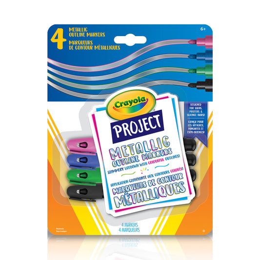 Crayola Project Metallic Outline Markers, 4 Count (Case of 10)