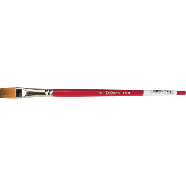 Flat Artist Brush, 1/2" Brush Width, Synthetic, Wood Handle