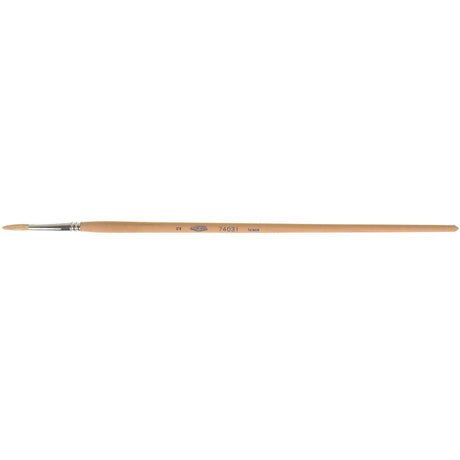 Pure White Bristle Round Marking Paint Brush, 5/32" Brush Width, White China, Wood Handle