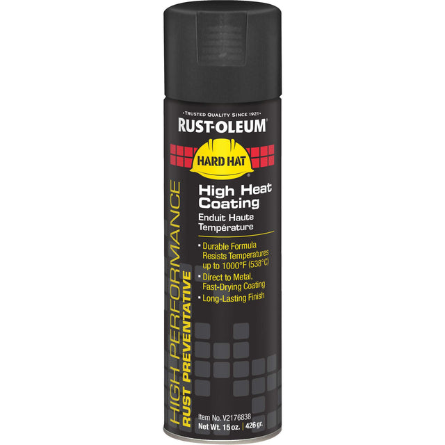 High Heat Spray Paint, Black, Flat, 15 oz., Aerosol Can