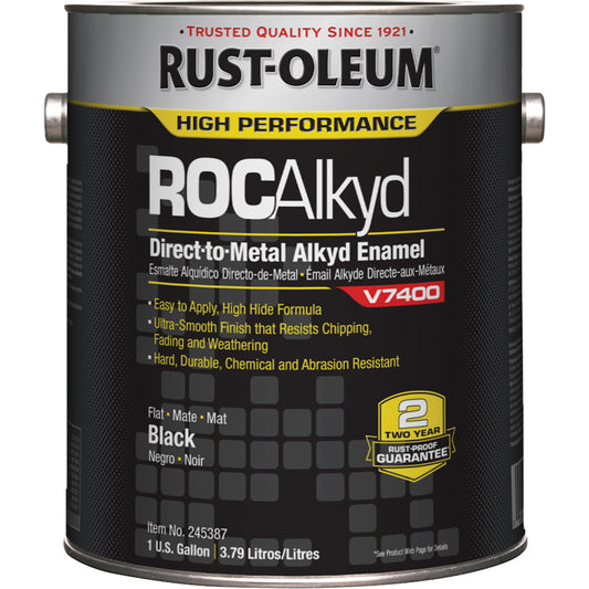 High-Performance V7400 System 340 VOC DTM Alkyd Enamel, Black, Flat, Gallon