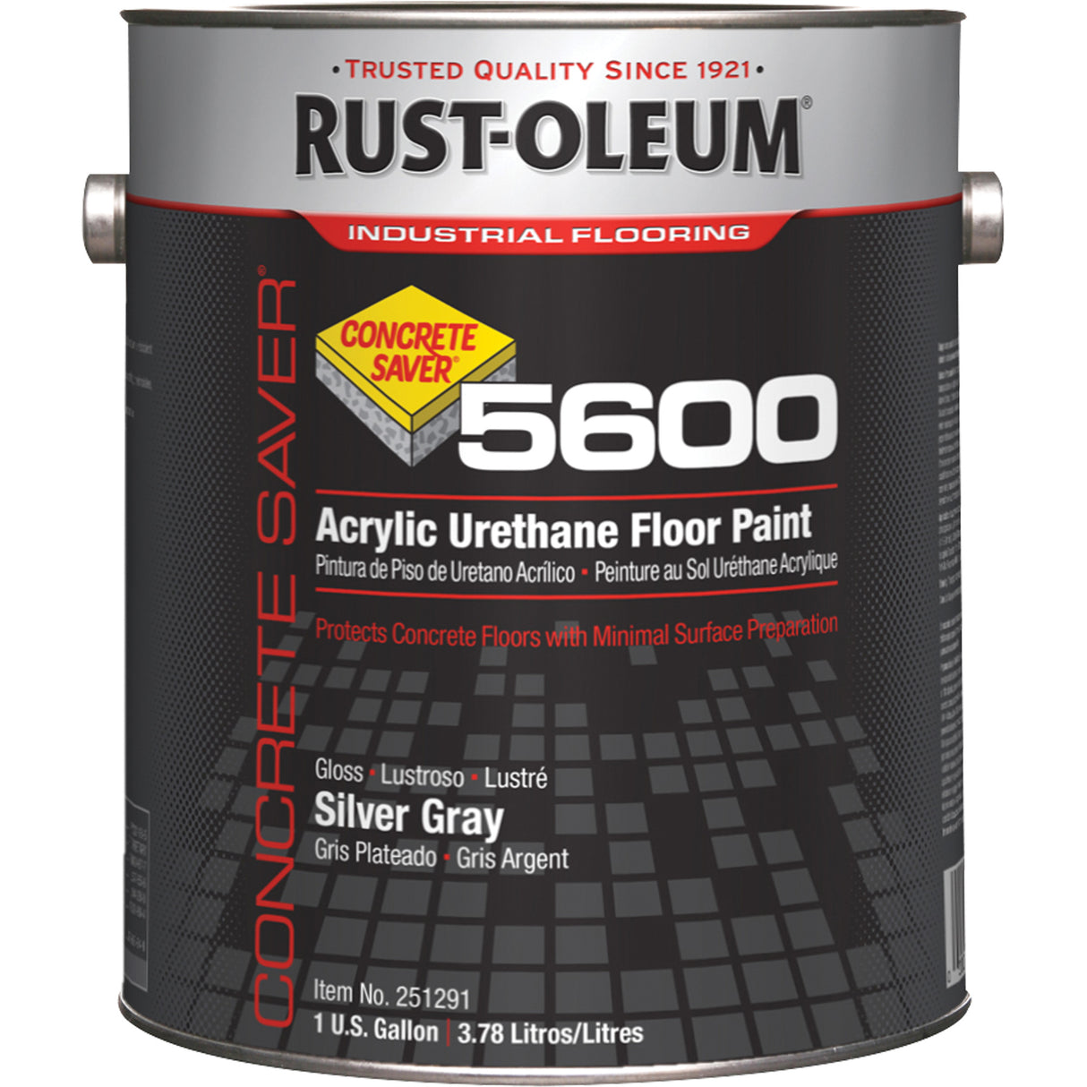 Concrete Saver 5600 System Acrylic Urethane Floor Paint, Silver Grey, High-Gloss, Gallon