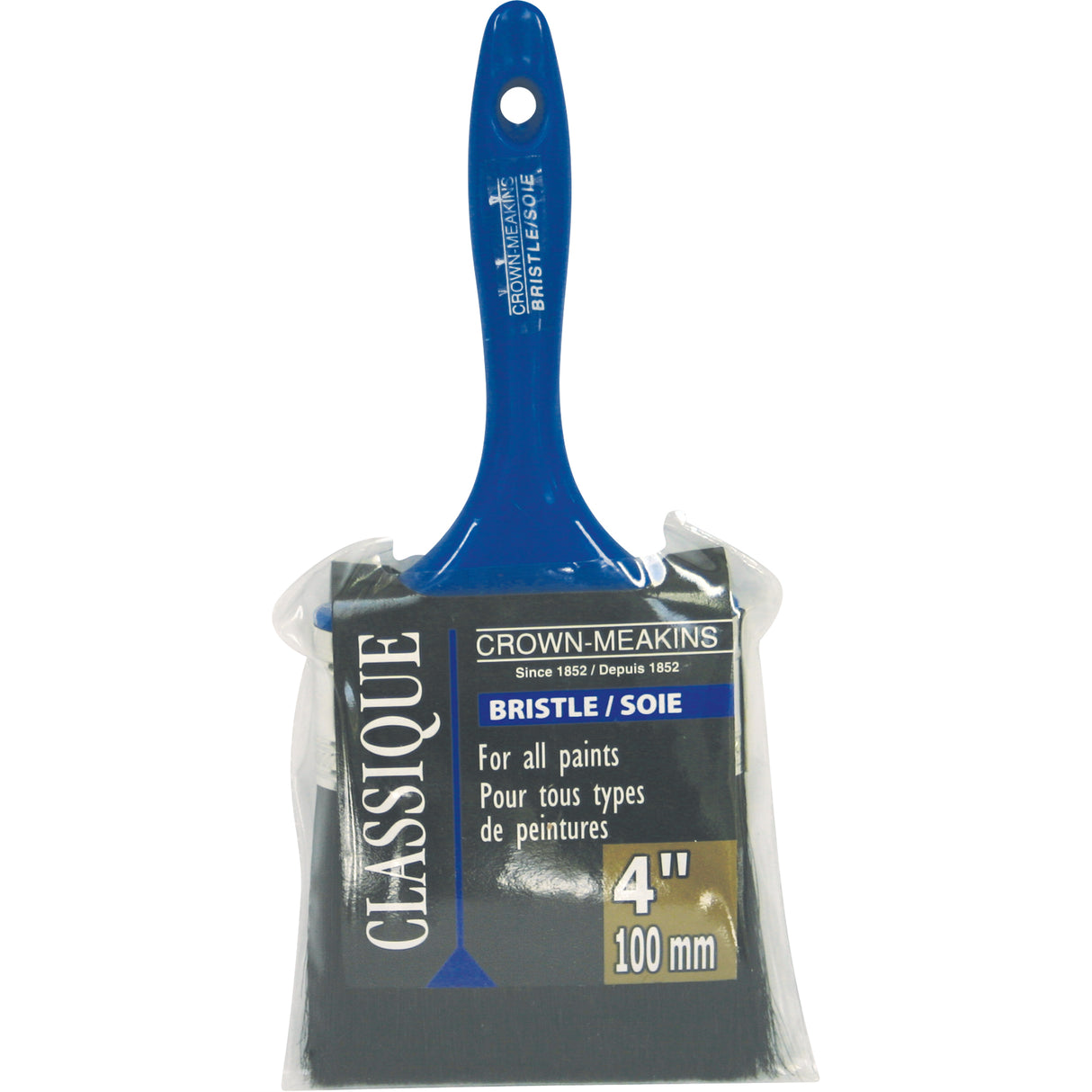 Classic Paint Brush, Bristle, Plastic Handle, 4" Width