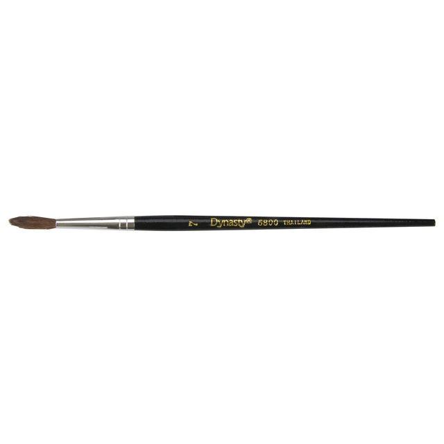 Black Pointed Bristle Artist Brush, 4 mm Brush Width, Camel Hair, Wood Handle