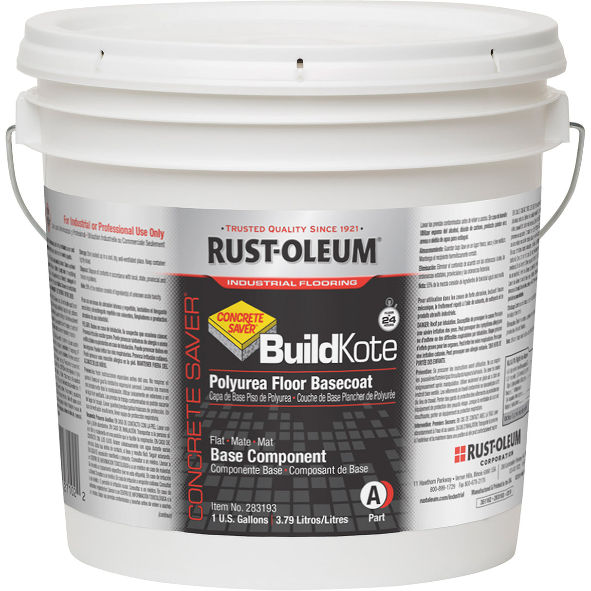 Concrete Saver® BuildKote Polyurea Floor Coating Primer Part A, Pail, Clear/Tint Base