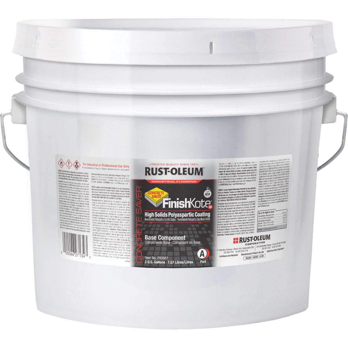 Concrete Saver® FinishKote 80 High Solids Polyaspartic Floor Coating Part A, Pail, Clear/Tint Base