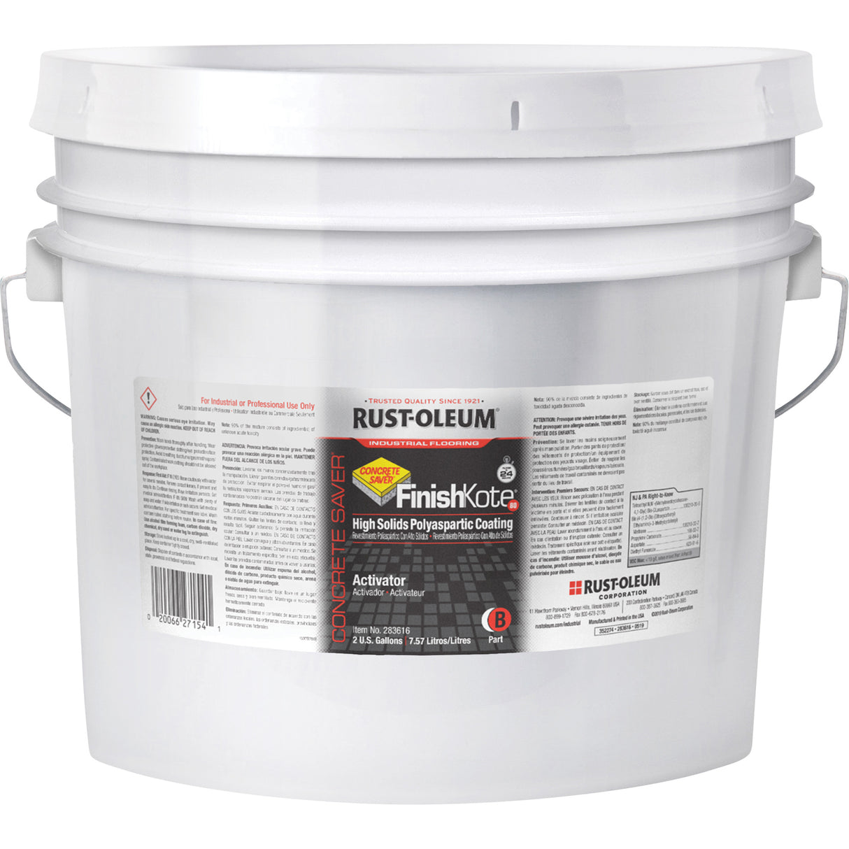 Concrete Saver® FinishKote 80 High Solids Polyaspartic Floor Coating Part B, Pail, Clear/Tint Base