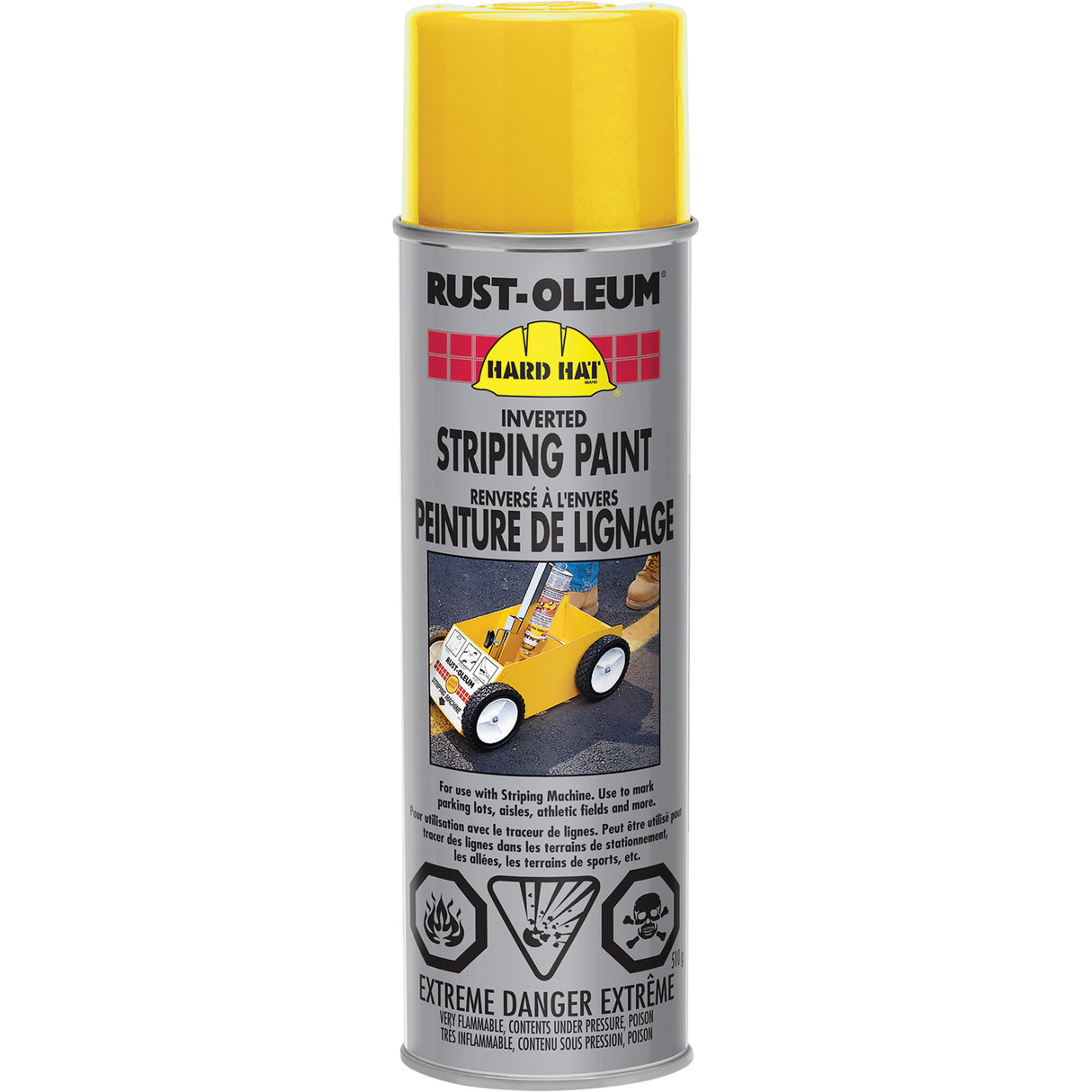Inverted Striping Paint Spray, Yellow, Aerosol Can