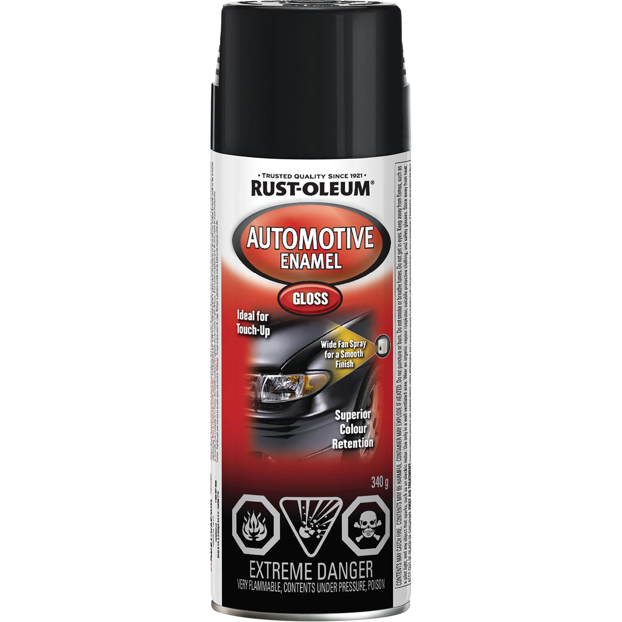 Automotive Enamel, Black, Gloss, Aerosol Can