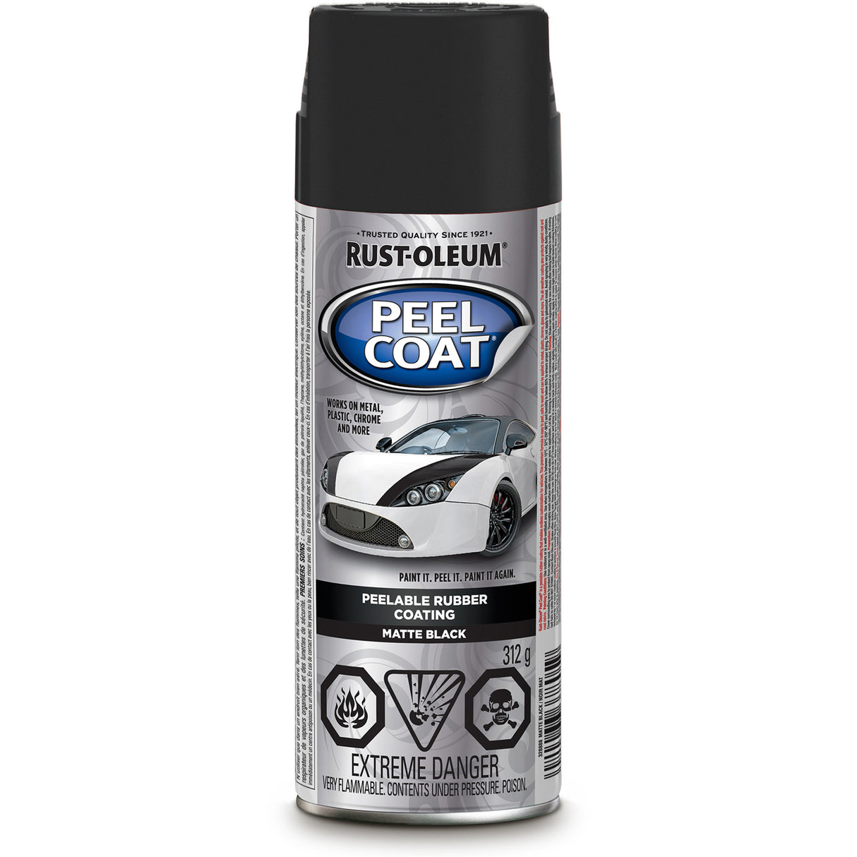 Automotive Peelable Rubber Coating, Black, Very Flat, Aerosol Can