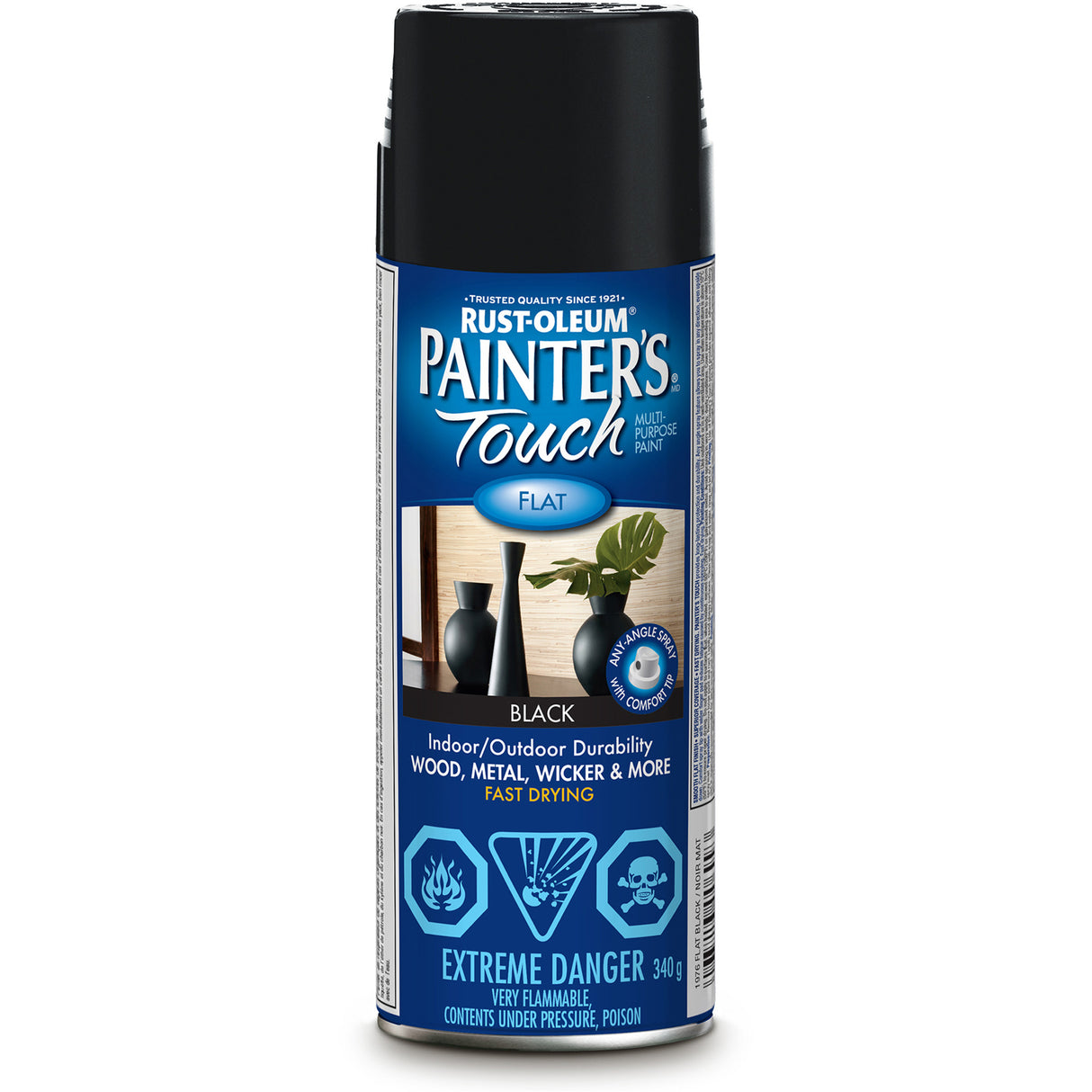 Painter's Touch® Multi-Purpose Brush-On Paint, Black, Very Flat, Aerosol Can
