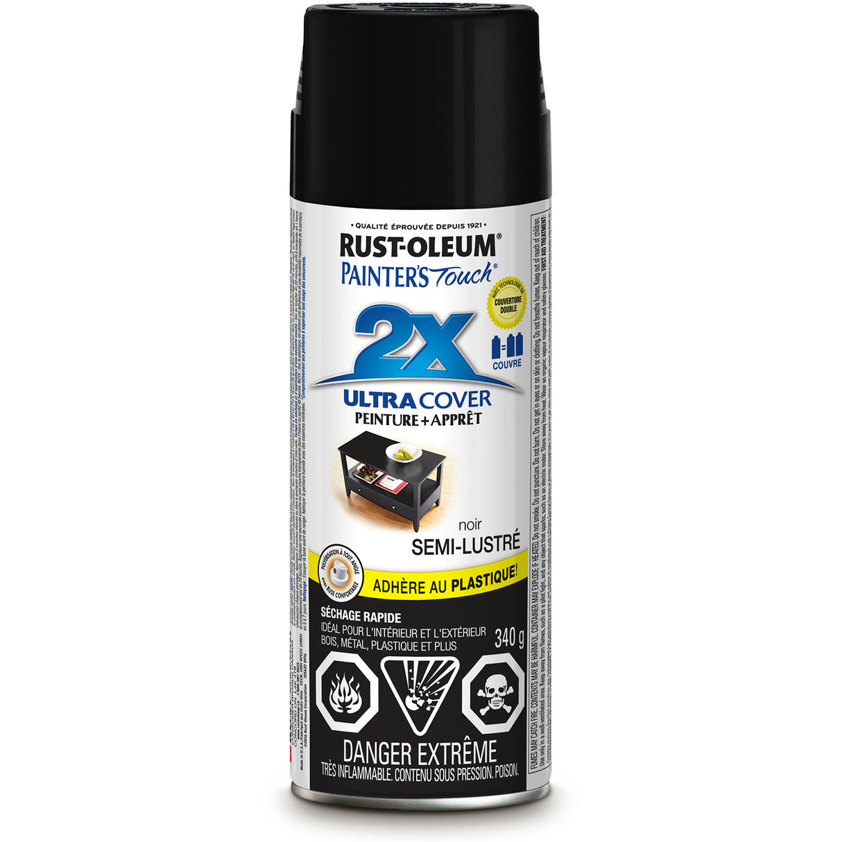 Painter's Touch® Ultra Cover Paint, Black, Semi-Gloss, Aerosol Can