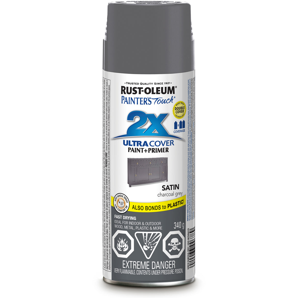 Painter's Touch® Ultra Cover Paint, Charcoal Grey, Satin, Aerosol Can