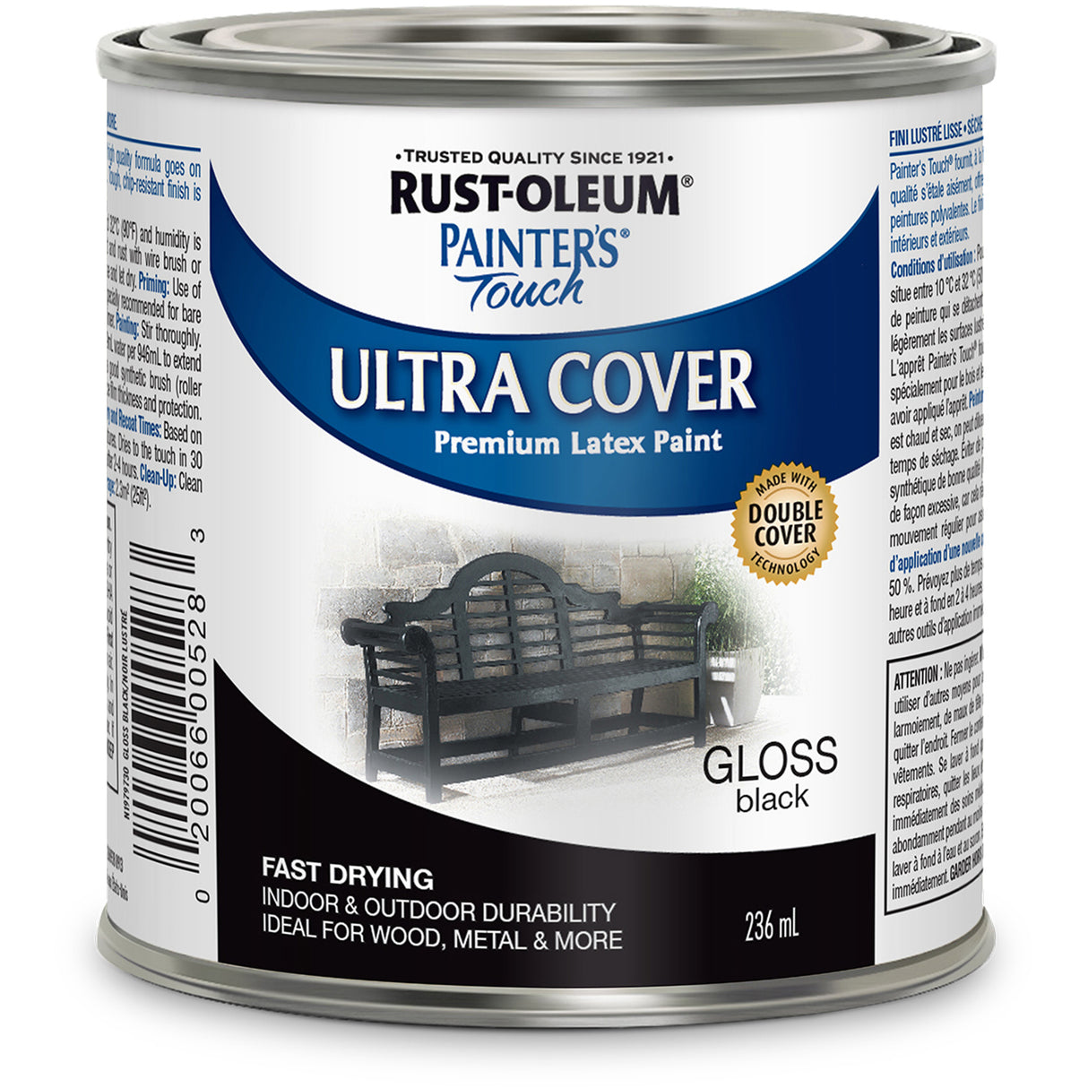 Painter's Touch® Multi-Purpose Brush-On Paint, Black, Gloss, 236 ml, Can