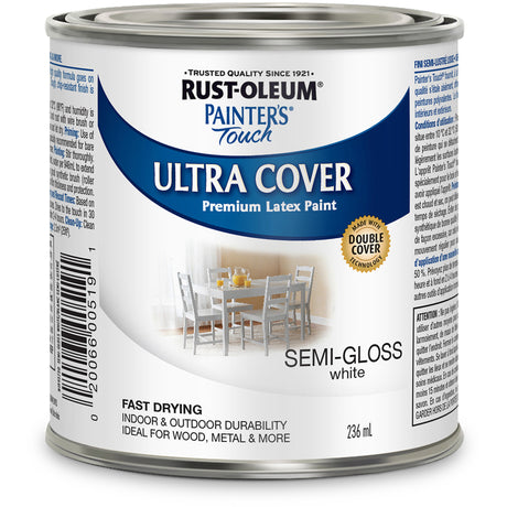 Painter's Touch® Multi-Purpose Brush-On Paint, White, Semi-Gloss, 236 ml, Can