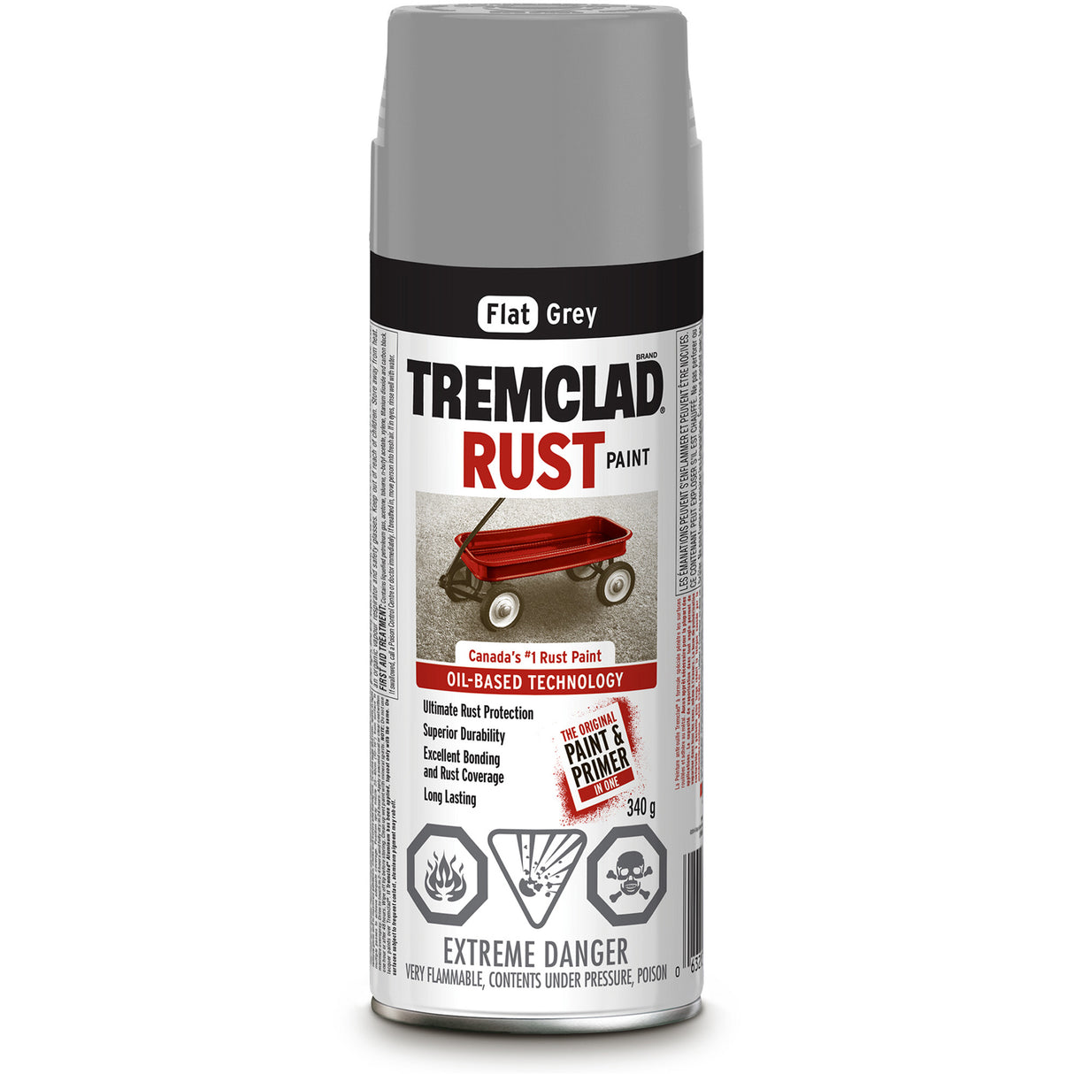 Tremclad® Oil Based Rust Paint, Grey, Very Flat, Aerosol Can