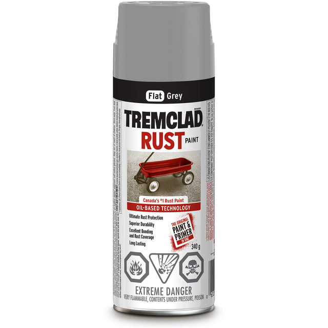 Tremclad® Oil Based Rust Paint, Grey, Very Flat, Aerosol Can