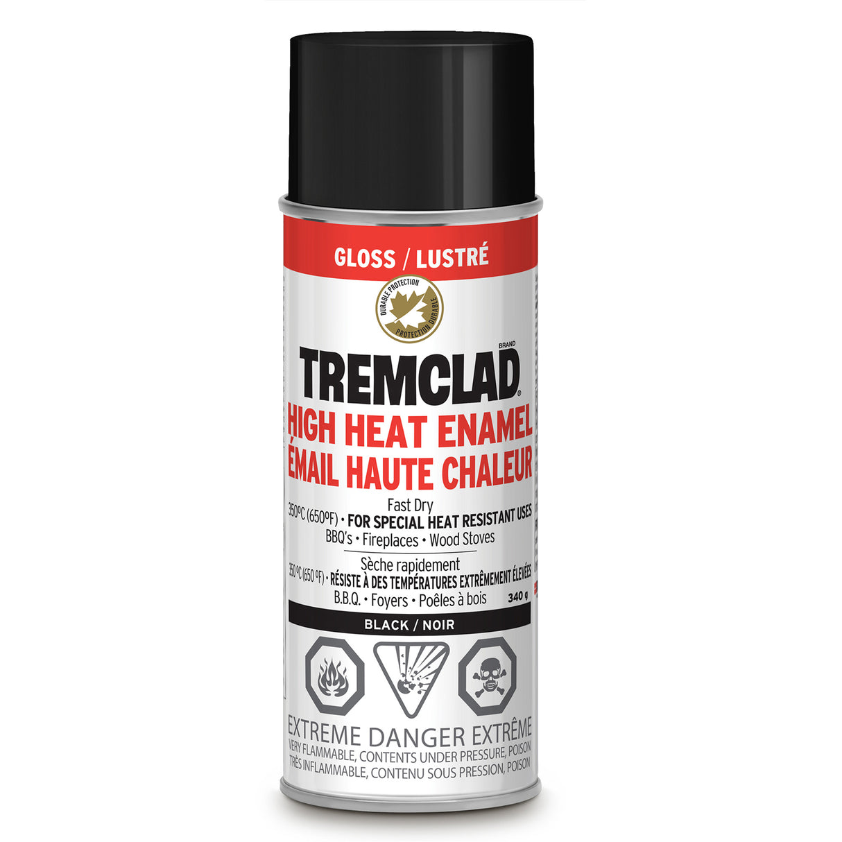 Tremclad® High Heat Enamel, Black, Gloss, Aerosol Can