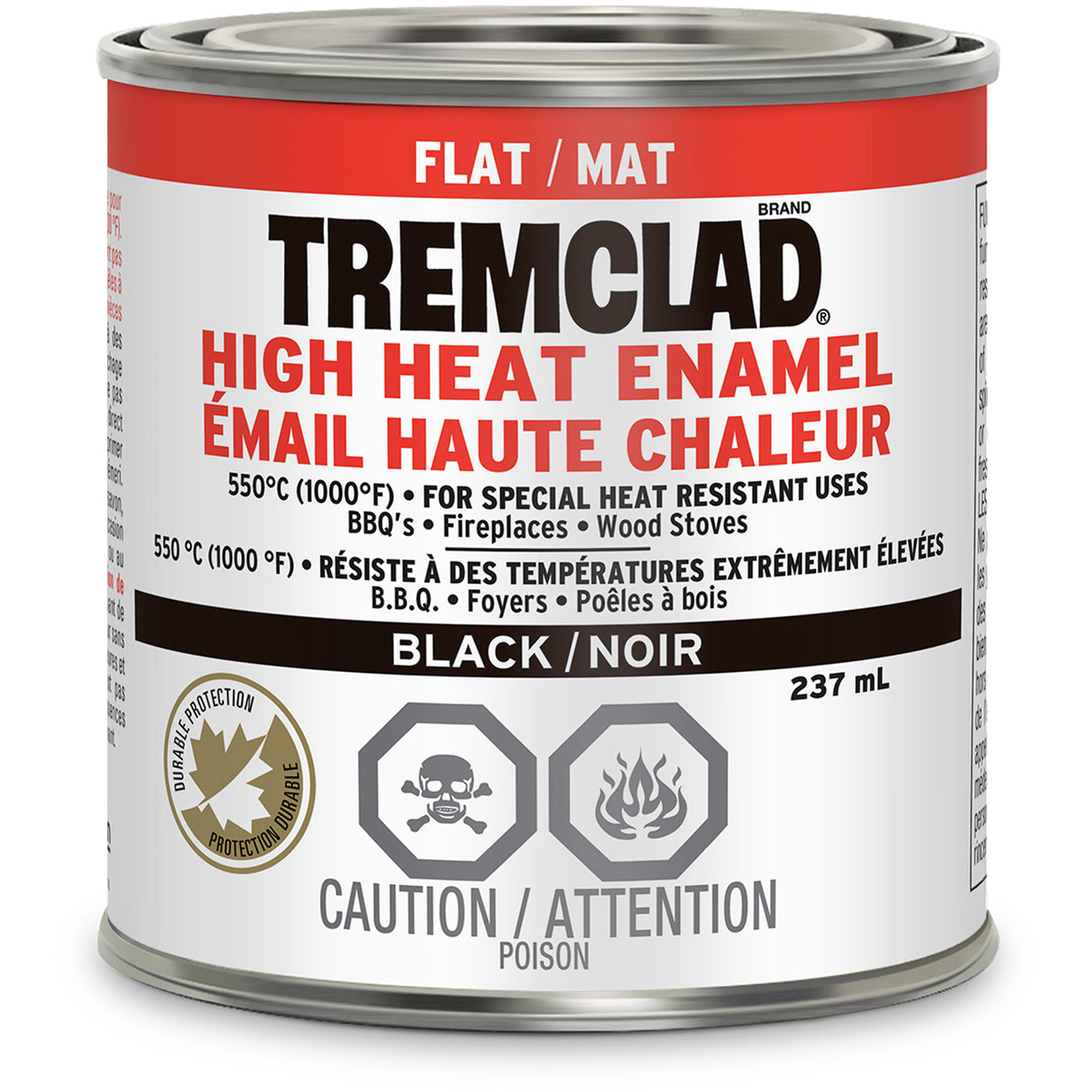 Tremclad® High Heat Enamel, Black, Very Flat, 237 ml, Can