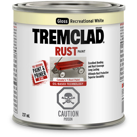 Tremclad® Oil Based Rust Paint, Recreational White, Gloss, 237 ml, Can