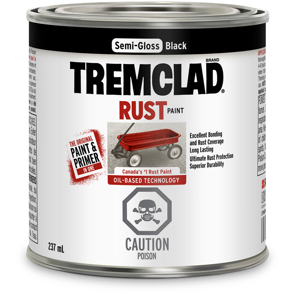 Tremclad® Oil Based Rust Paint, Black, Semi-Gloss, 237 ml, Can