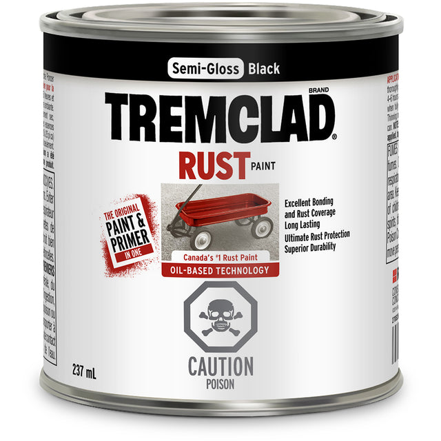 Tremclad® Oil Based Rust Paint, Black, Semi-Gloss, 237 ml, Can