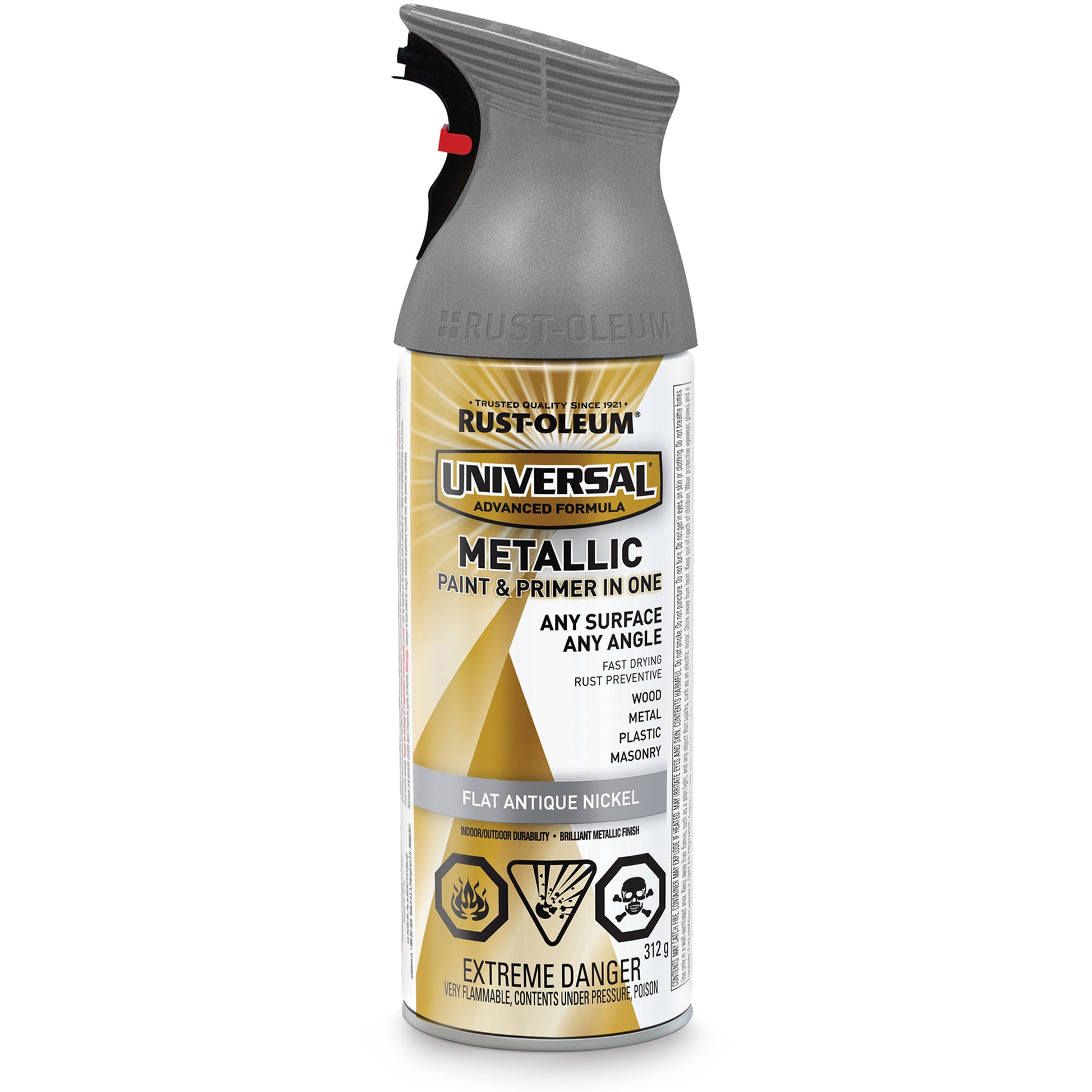 Universal® Spray Paint, Antique Nickel Grey, Flat/Metallic, Aerosol Can