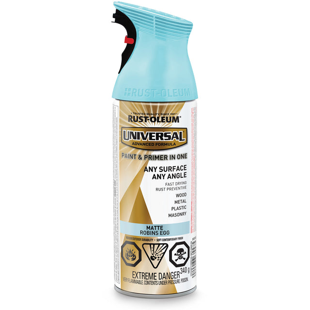 Universal® Enamel Paint & Primer In One, Robins Egg Blue, Matte, Aerosol Can
