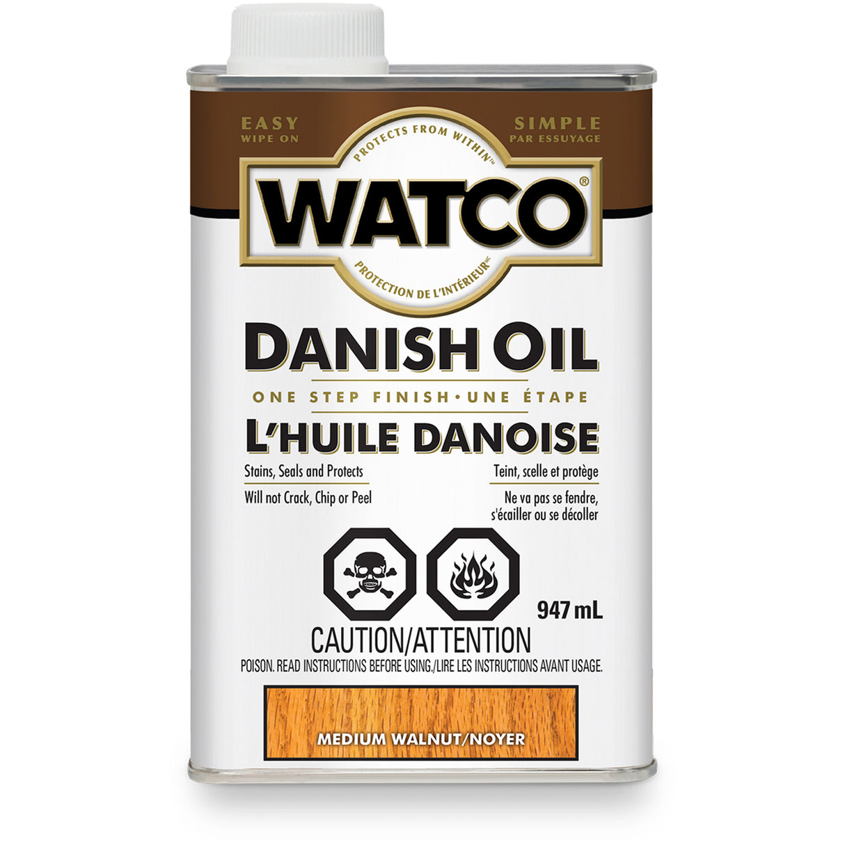 Watco® Danish Oil, 947 ml, Medium Walnuts, Transparent