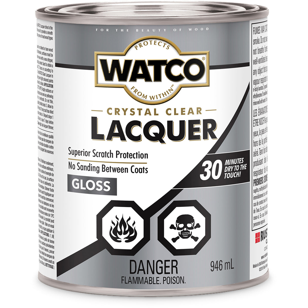 Watco® Lacquer Wood Finish, 946 ml, Clear, Gloss