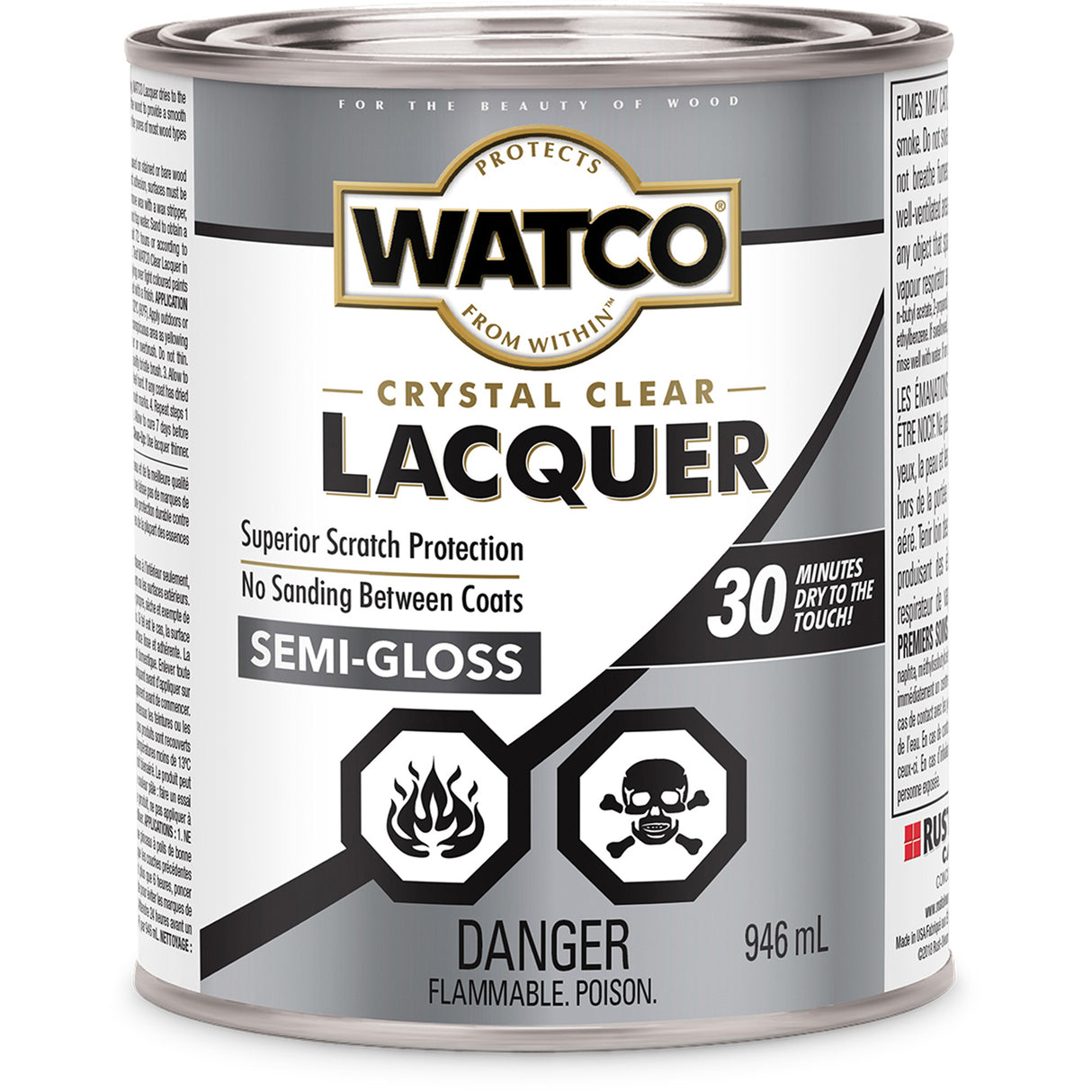 Watco® Lacquer Wood Finish, 946 ml, Clear, Semi-Gloss
