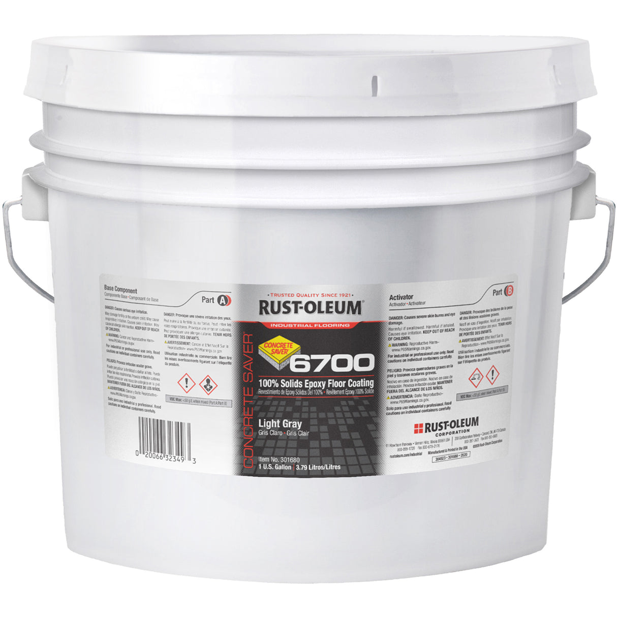 6700 System Extended Pot Life Floor Coating, 1 gal., Epoxy-Based, High-Gloss, Grey