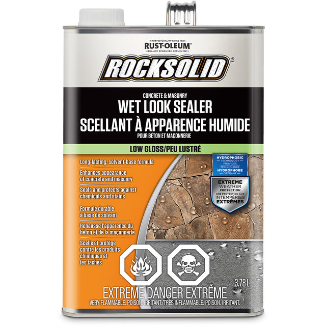 RockSolid® Wet Look Sealer, 3.78 L, Solvent-Based, Gloss, Clear