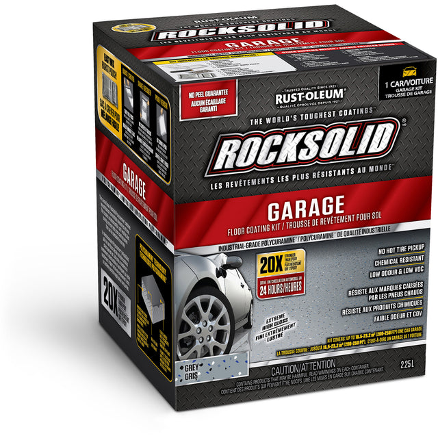 RockSolid® Garage Floor Coating, Solvent-Based, High-Gloss, Grey
