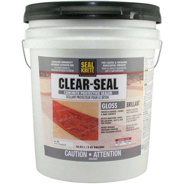 Seal-Krete® Protective Sealer, 18.93 L, Water-Based, Gloss, Clear