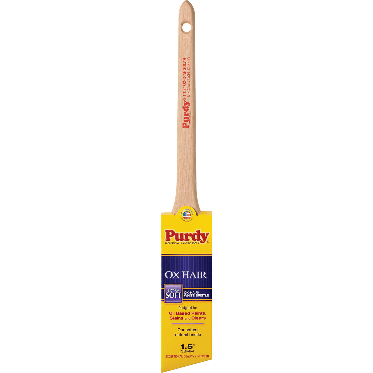 Ox-O-Angular Paint Brush, Ox Hair, Wood Handle, 1-1/2" Width