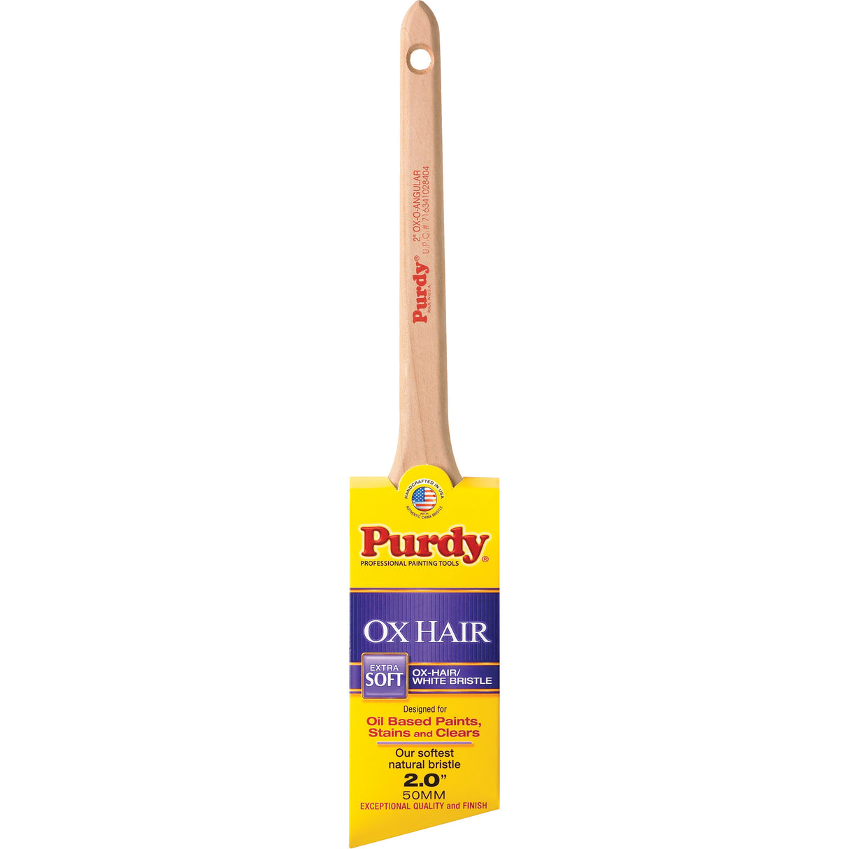 Ox-O-Angular Paint Brush, Ox Hair, Wood Handle, 2" Width