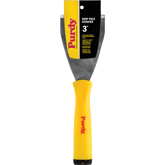 Contractor Bent Pole Scraper, Stainless Steel Blade, 3" Wide, Plastic Handle