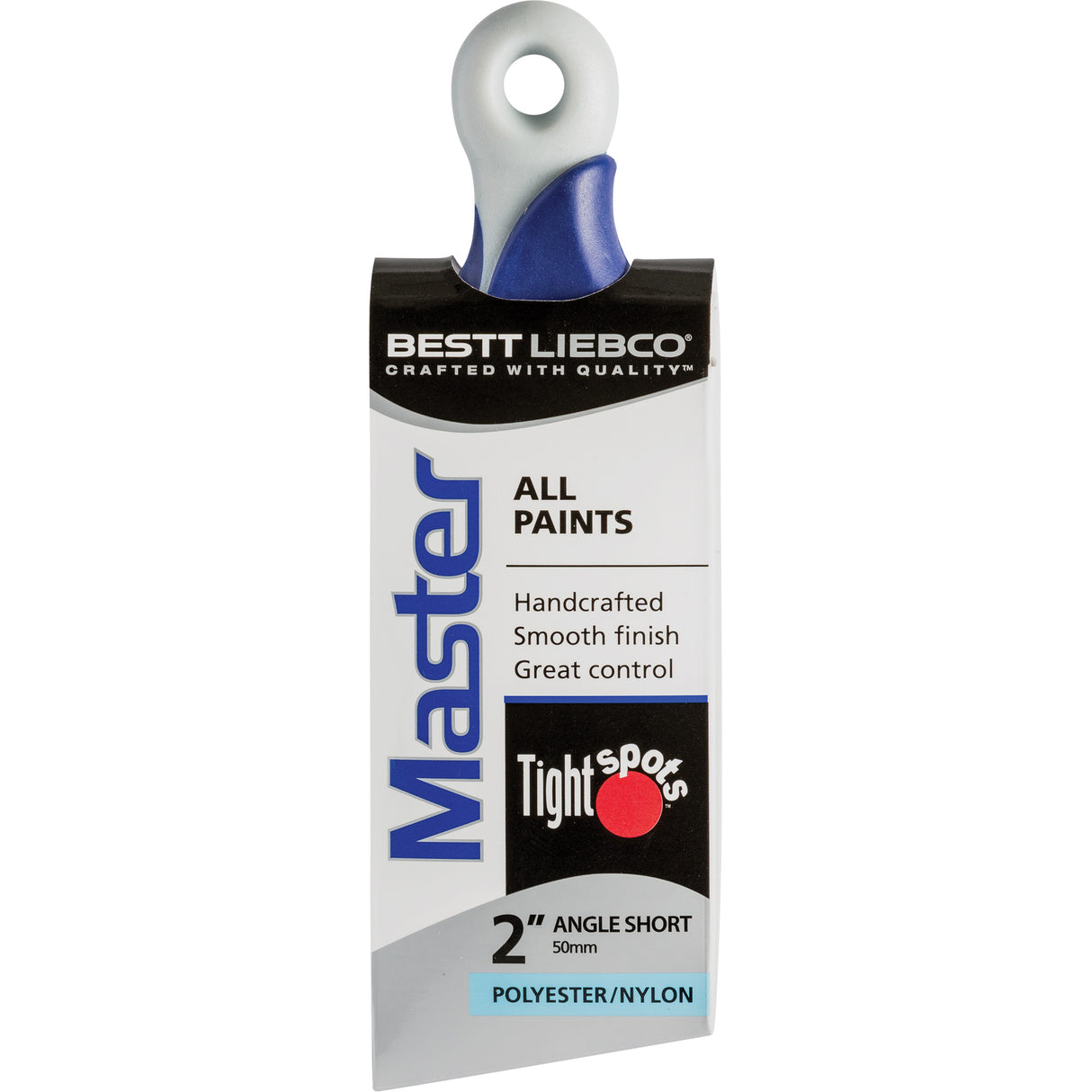 Master Short Angle Paint Brush, Poly/Nylon, Plastic Handle, 2" Width
