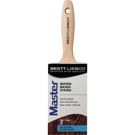 Master Water-Based Stains Trim & Angle Paint Brush, Poly/Nylon, Wood Handle, 3" Width
