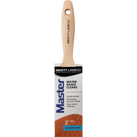 Master Water-Based Clear Coatings Trim & Angle Paint Brush, Polyester, Wood Handle, 2" Width