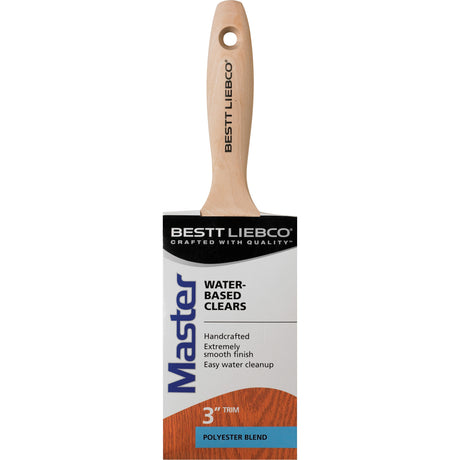 Master Water-Based Clear Coatings Trim & Angle Paint Brush, Polyester, Wood Handle, 3" Width