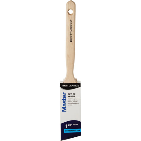 Master Angle Cut-In Paint Brush, Poly/Nylon, Wood Handle, 1-1/2" Width