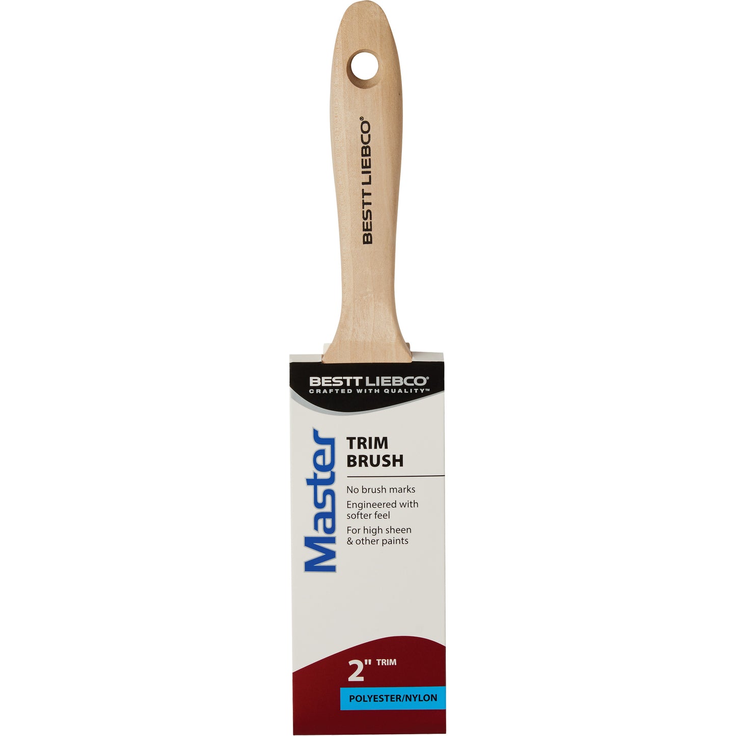 Master Trim Paint Brush, Poly/Nylon, Wood Handle, 2" Width