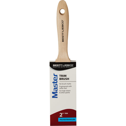 Master Trim Paint Brush, Poly/Nylon, Wood Handle, 2" Width