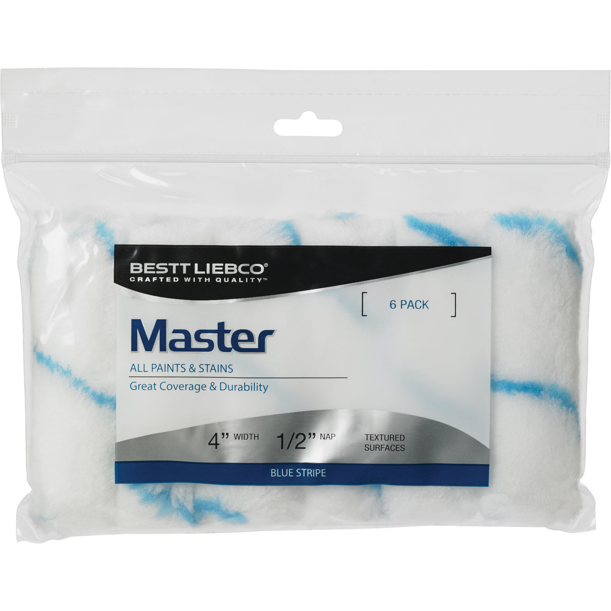 Master Blue Stripe Paint Roller Covers, 13 mm (1/2") Nap, 101.6 mm (4") L