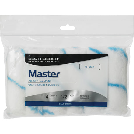 Master Blue Stripe Paint Roller Covers, 13 mm (1/2") Nap, 101.6 mm (4") L