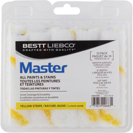 Master Yellow Stripe Mini Rollers, 10 mm (3/8") Nap, 101.6 mm (4") L